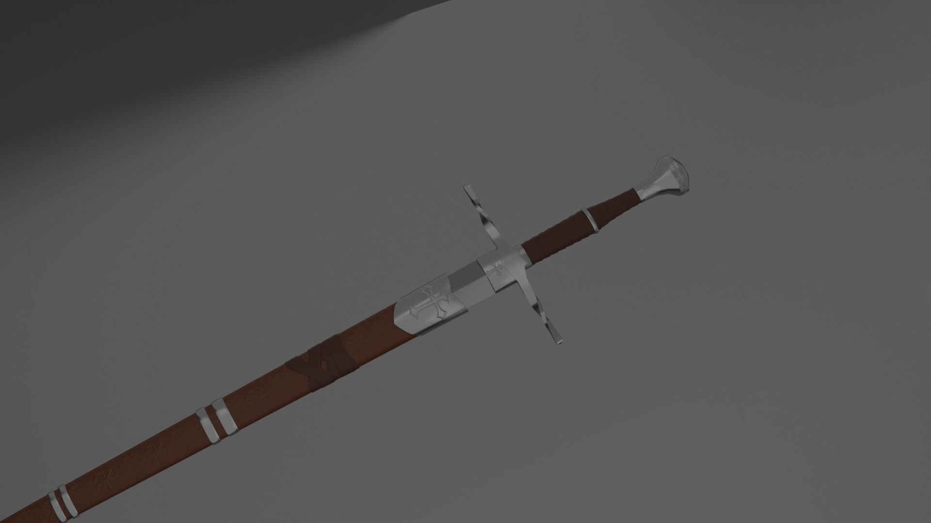 Bastard sword Free low-poly 3D model_4