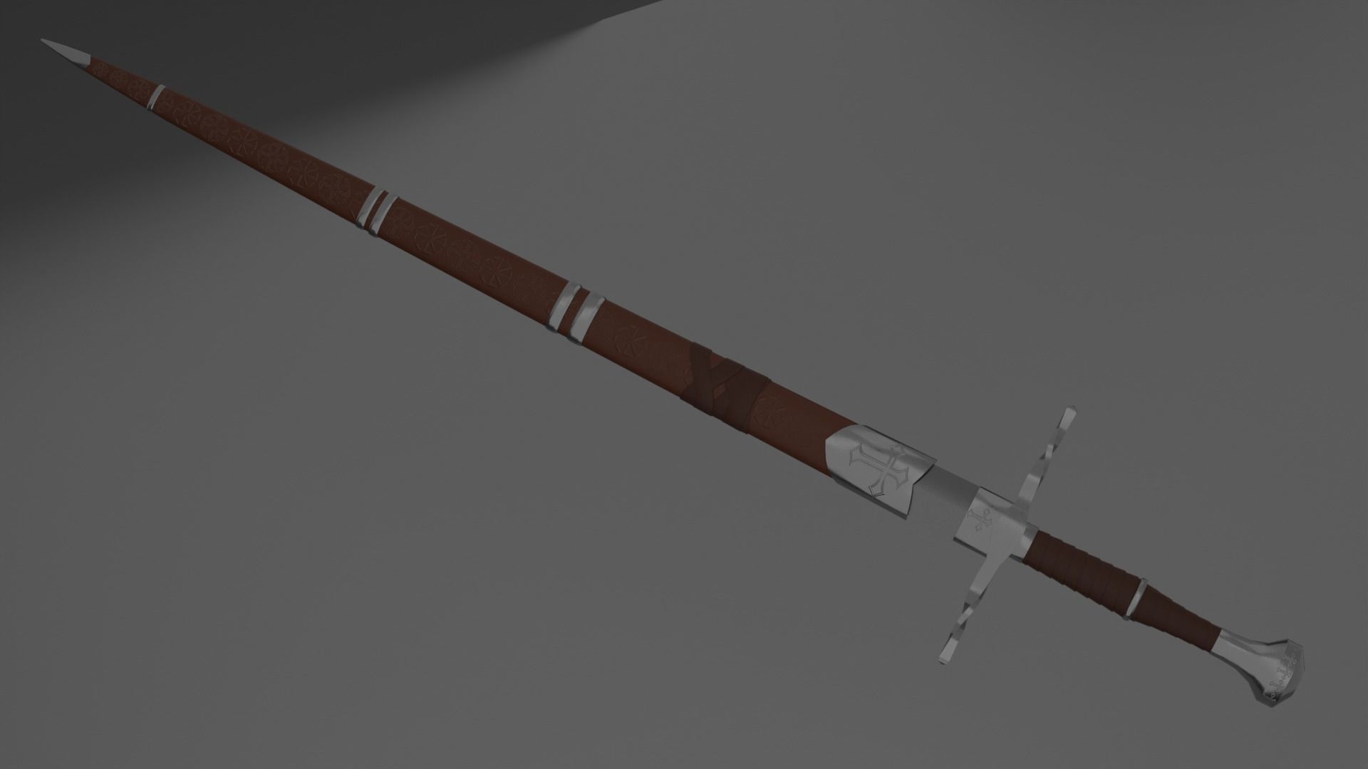 Bastard sword Free low-poly 3D model_5