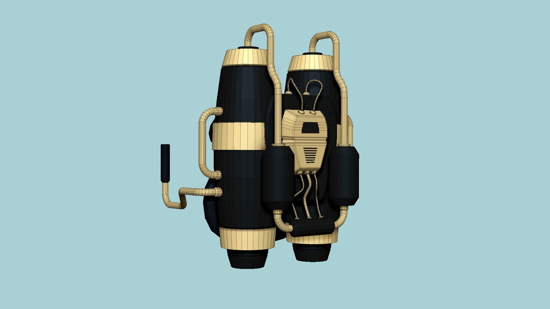 Jetpack A02 Golden Black - SciFi Character Design Low-poly 3D model_6