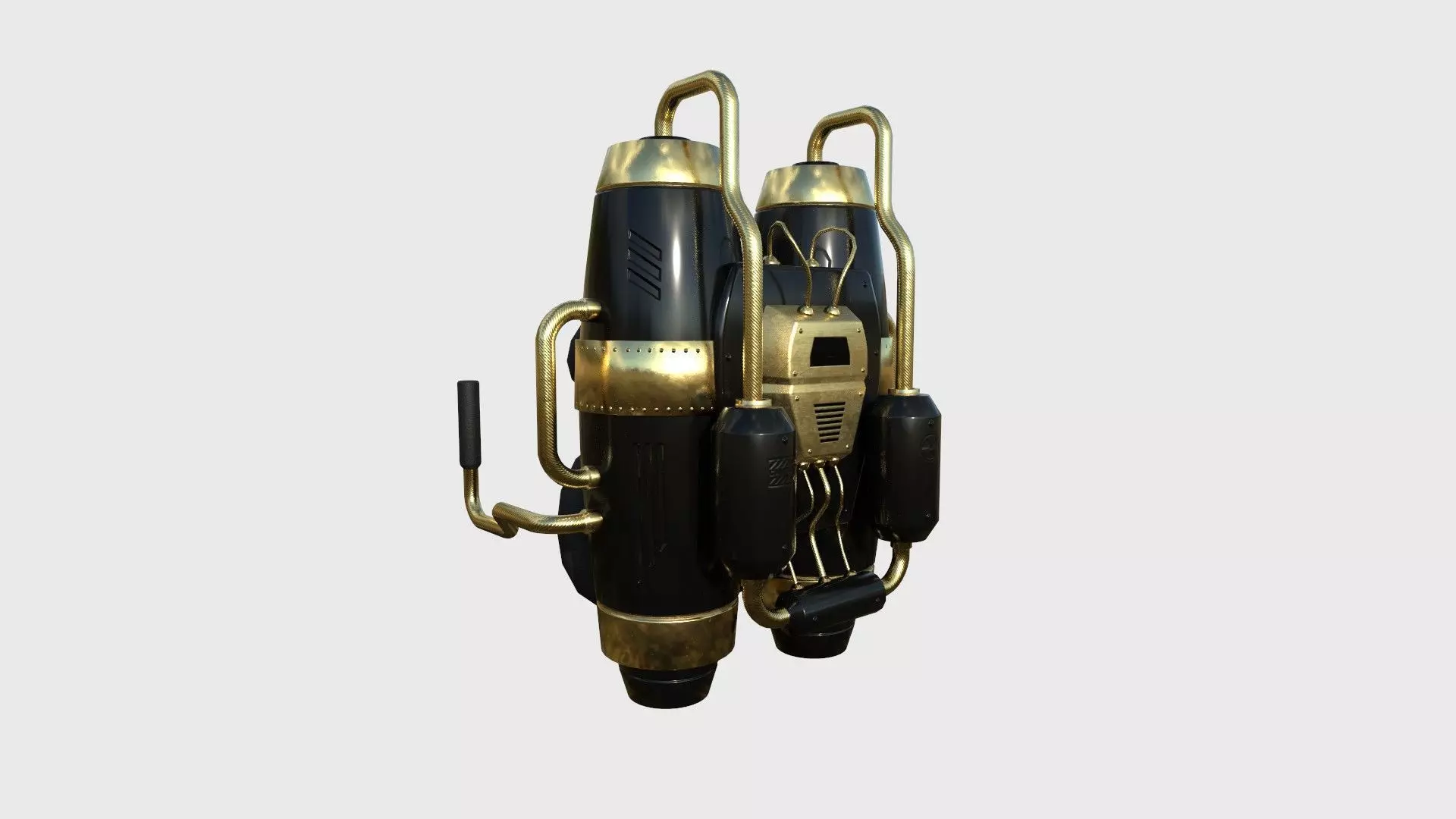 Jetpack A02 Golden Black - SciFi Character Design Low-poly 3D model_0