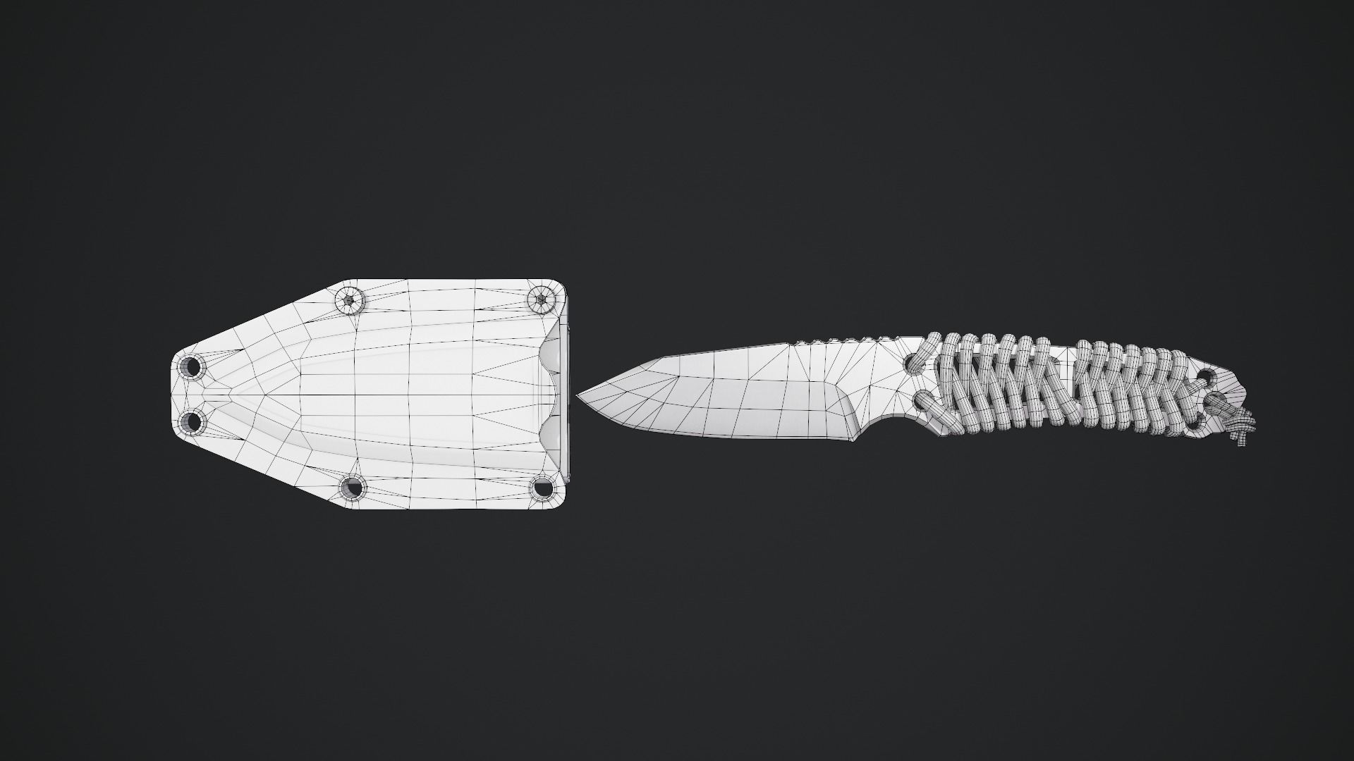 Paracord knife Low-poly 3D model_14
