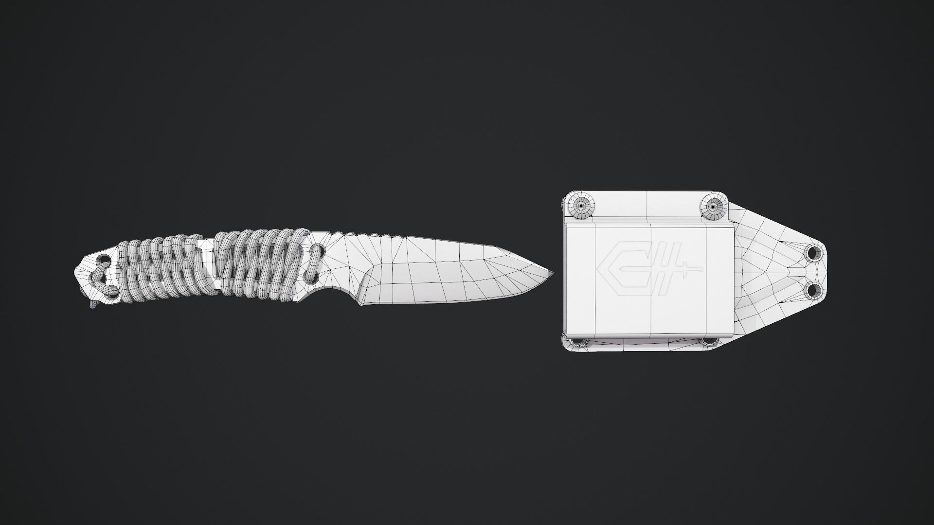 Paracord knife Low-poly 3D model_15