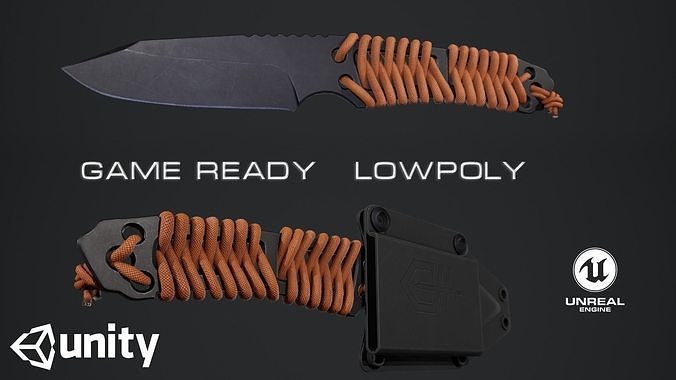 Paracord knife Low-poly 3D model