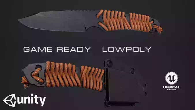 Paracord knife Low-poly 3D model