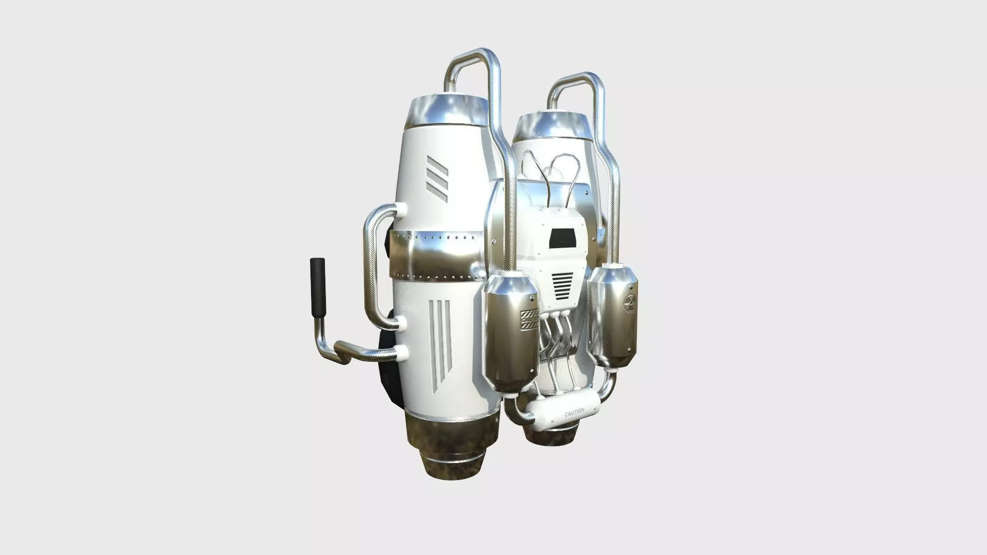 Jetpack A05 White Aluminum - SciFi Character Design Low-poly 3D model_0