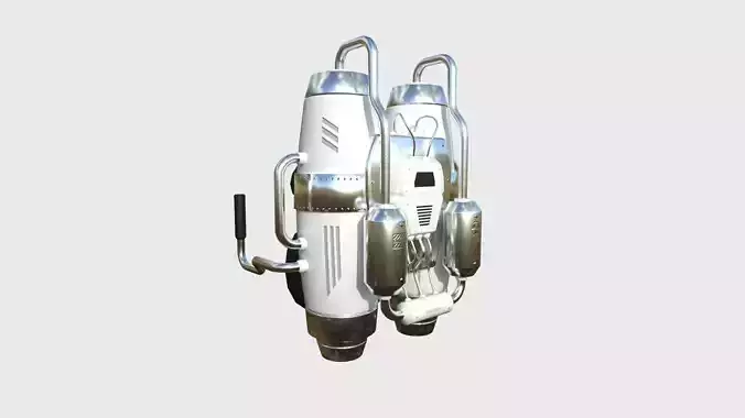Jetpack A05 White Aluminum - SciFi Character Design Low-poly 3D model