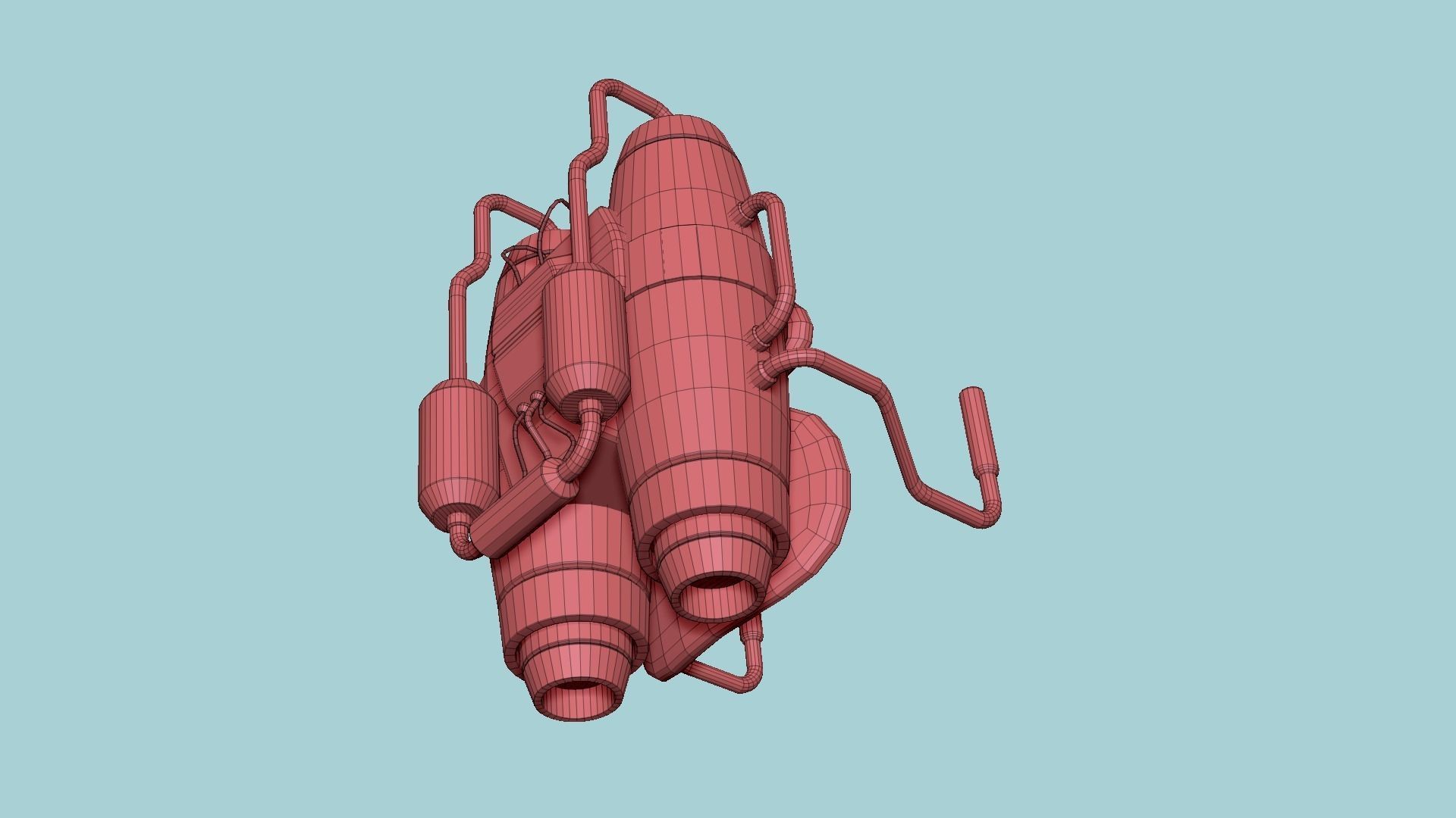 Jetpack A05 White Aluminum - SciFi Character Design Low-poly 3D model_16