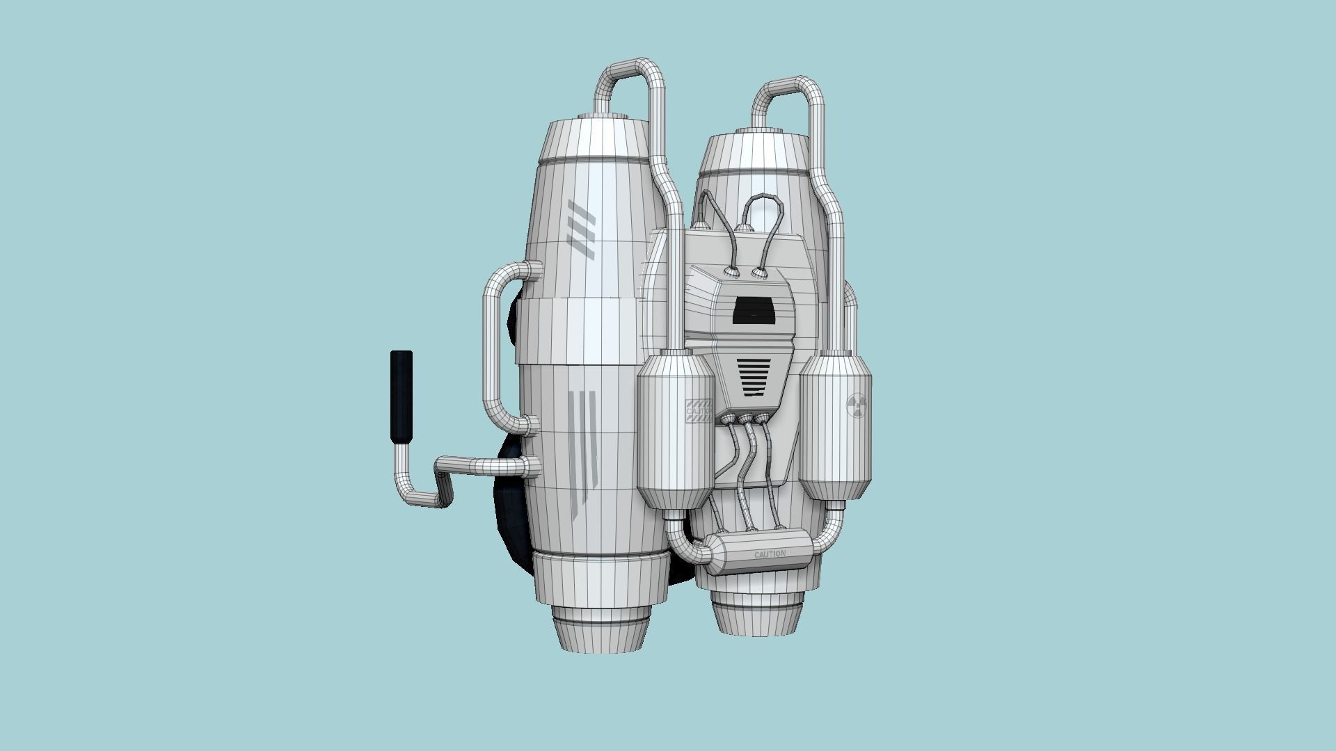 Jetpack A05 White Aluminum - SciFi Character Design Low-poly 3D model_6