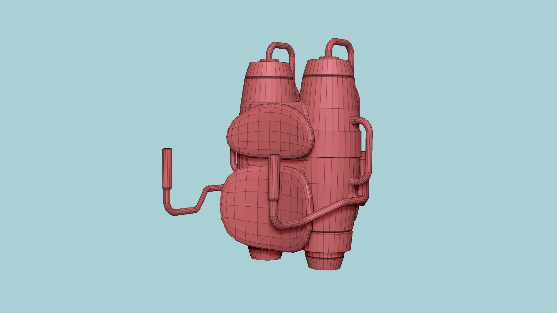 Jetpack A04 Red Black - SciFi Character Design Low-poly 3D model_14