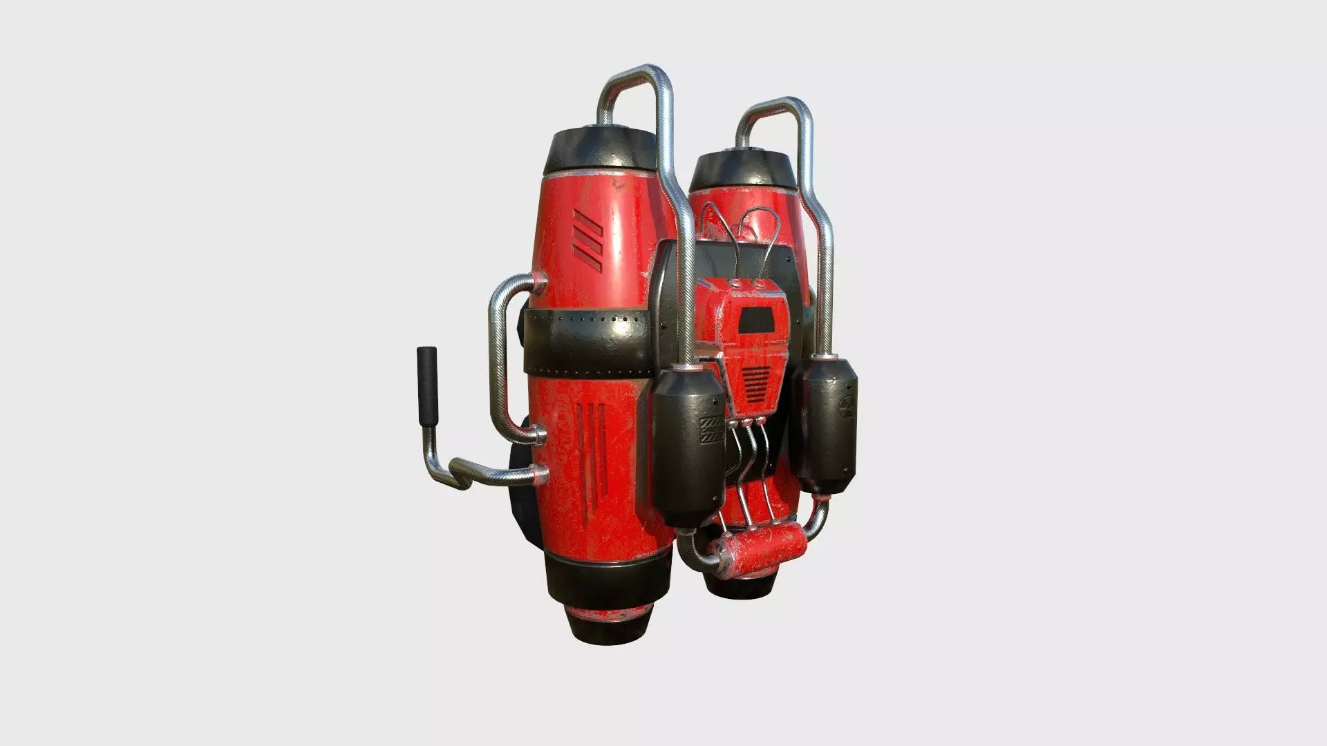 Jetpack A04 Red Black - SciFi Character Design Low-poly 3D model_0