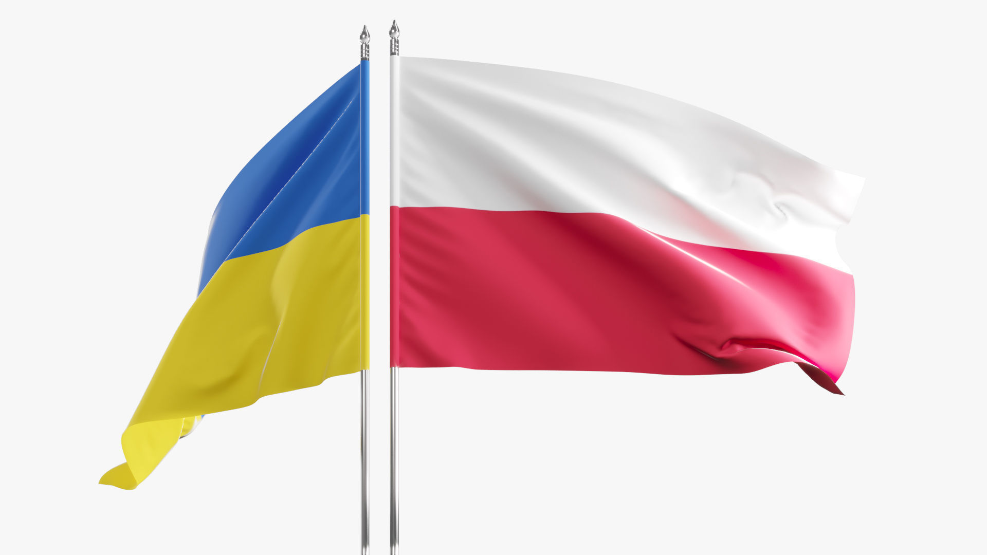 Flag Poland Ukraine Support 3D model_7