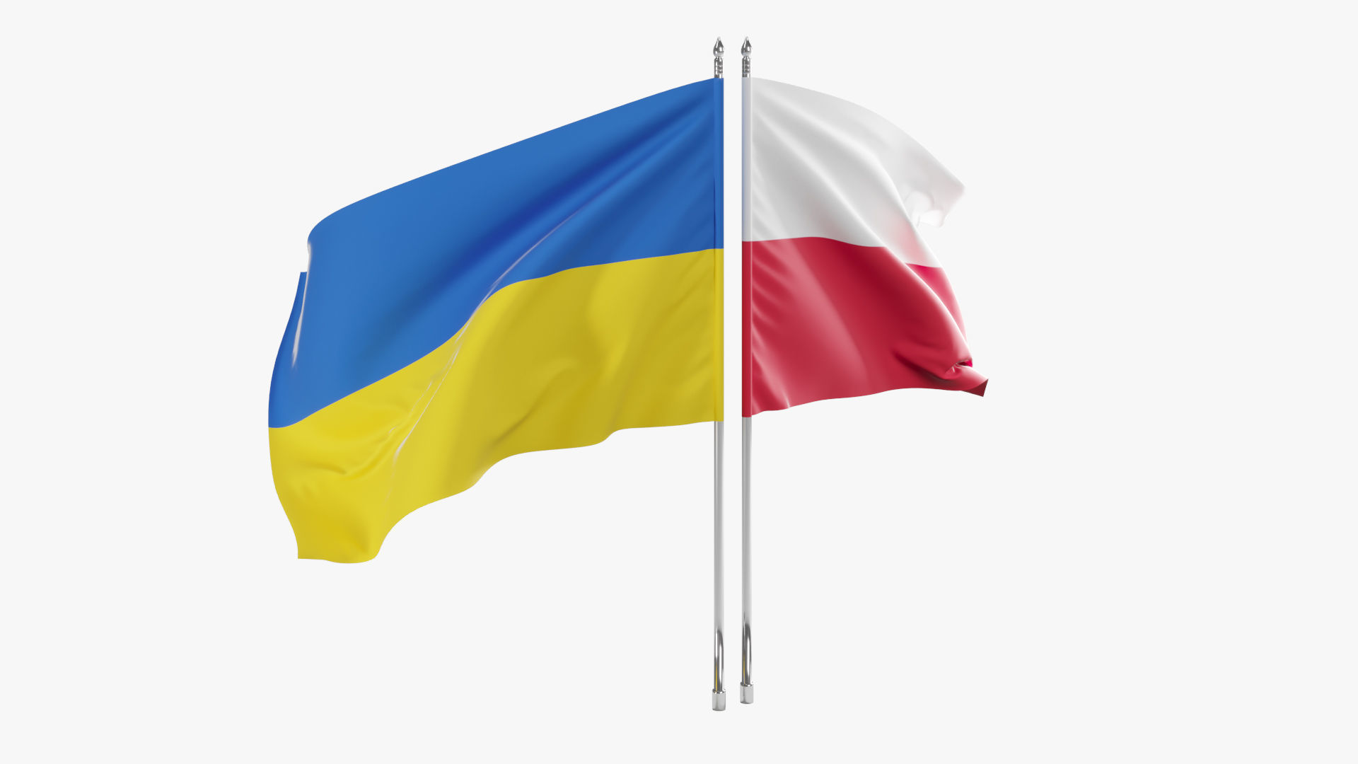 Flag Poland Ukraine Support 3D model_1