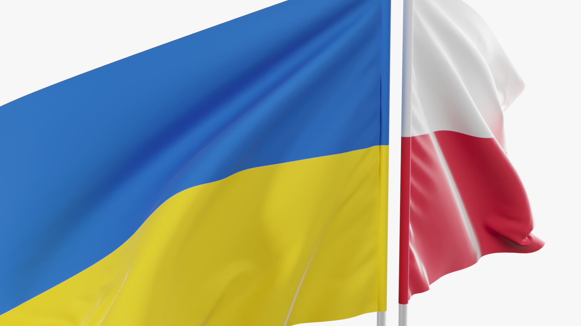 Flag Poland Ukraine Support 3D model_9