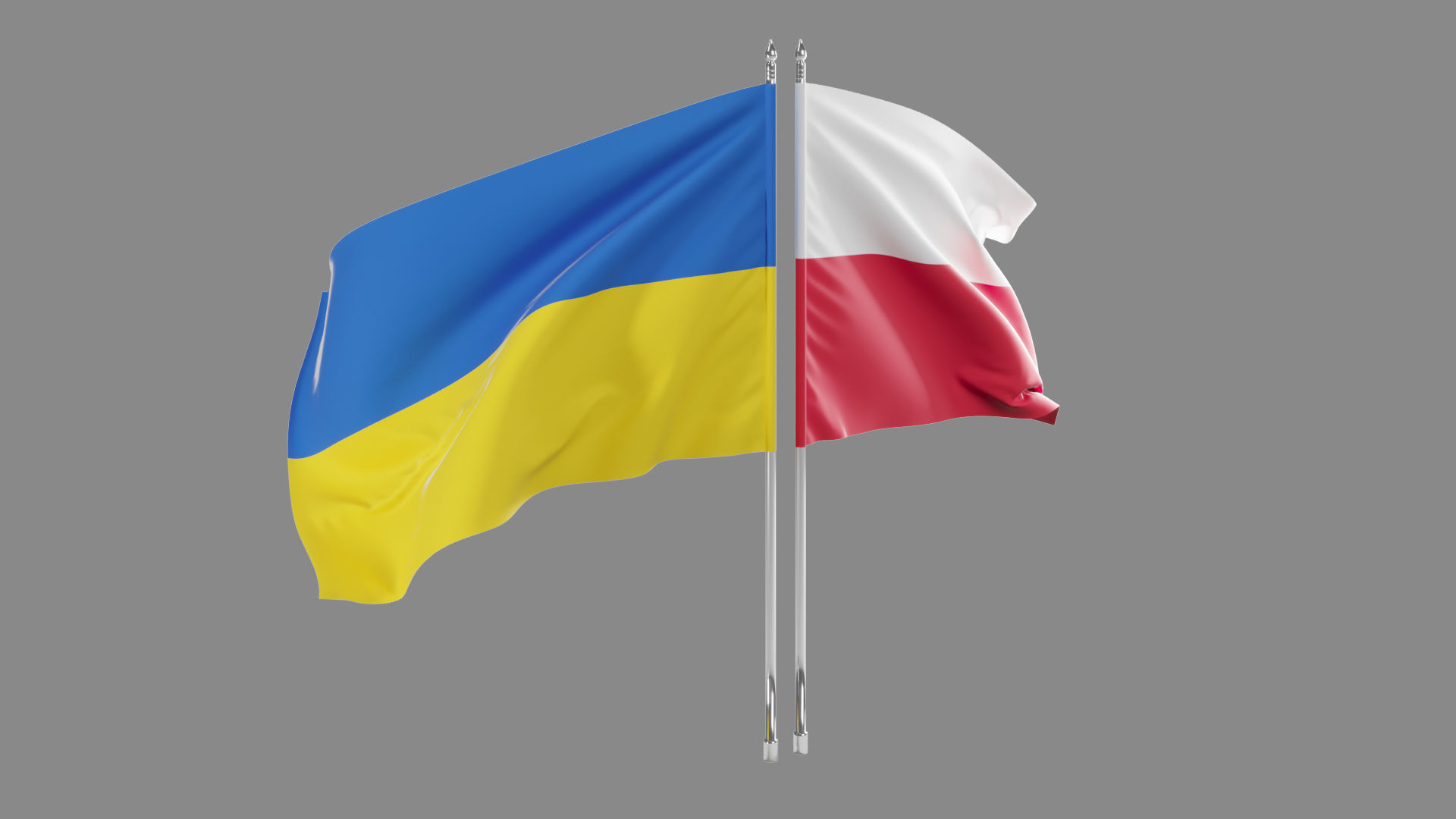 Flag Poland Ukraine Support 3D model_5