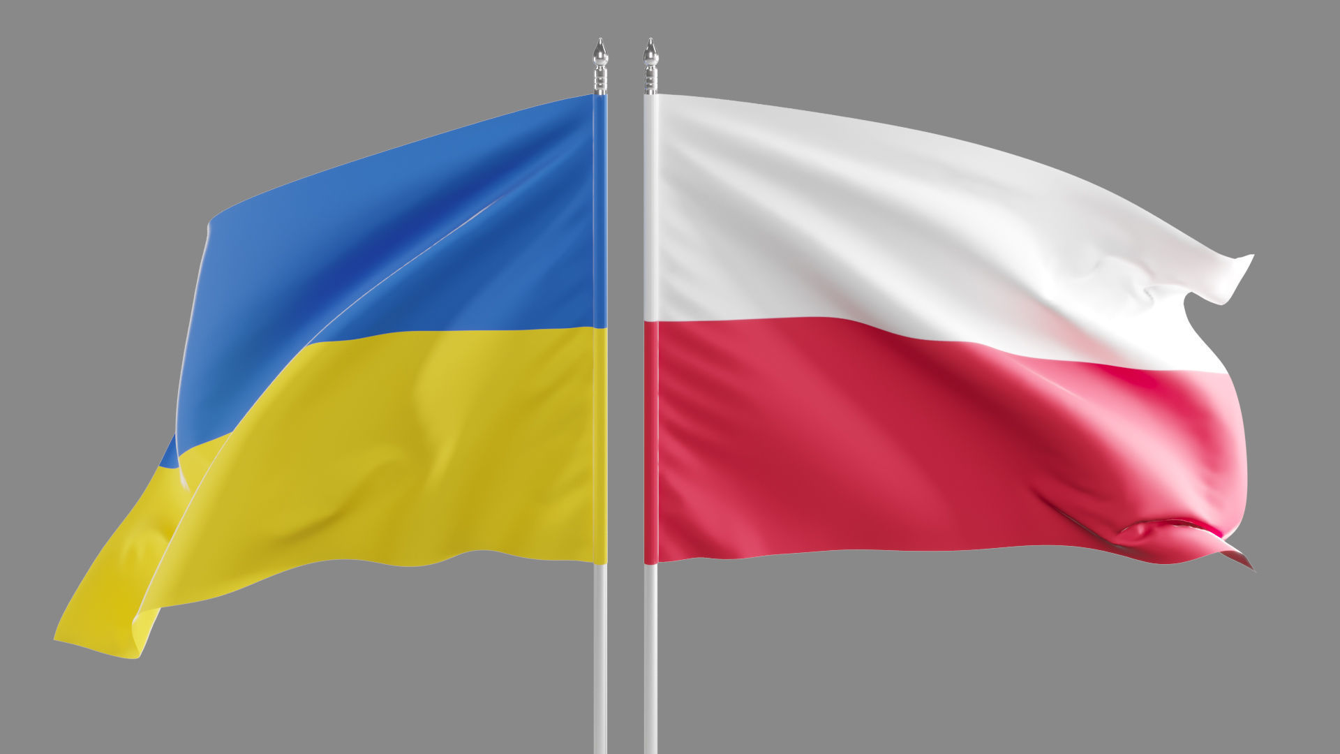 Flag Poland Ukraine Support 3D model_8