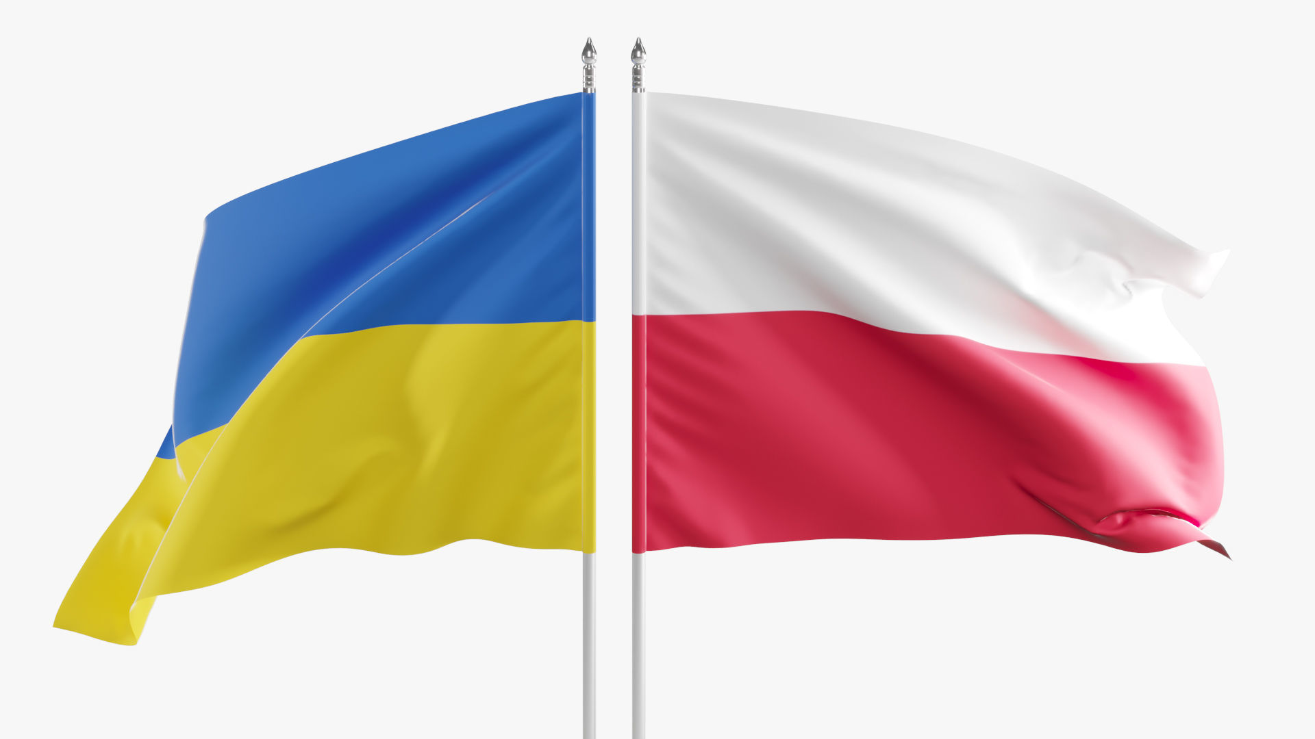 Flag Poland Ukraine Support 3D model_10