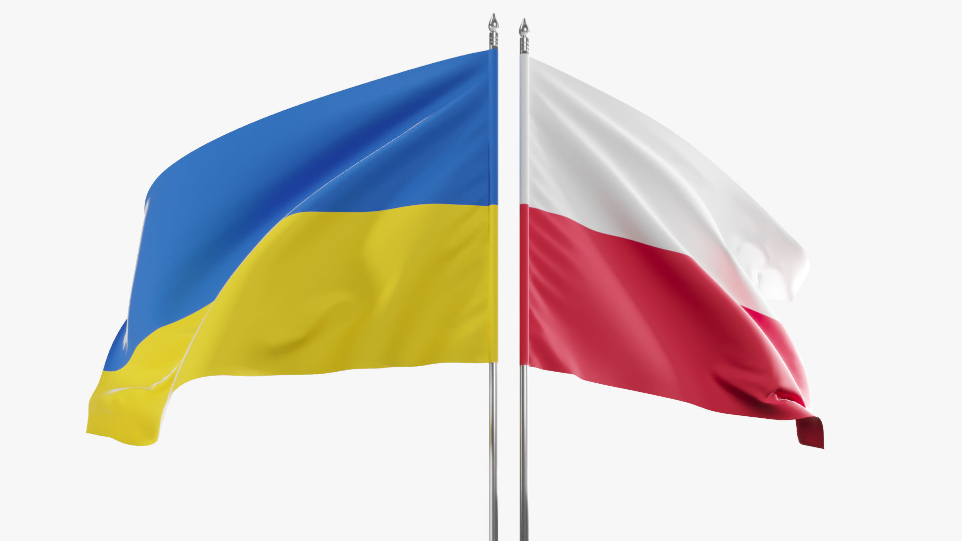 Flag Poland Ukraine Support 3D model_3