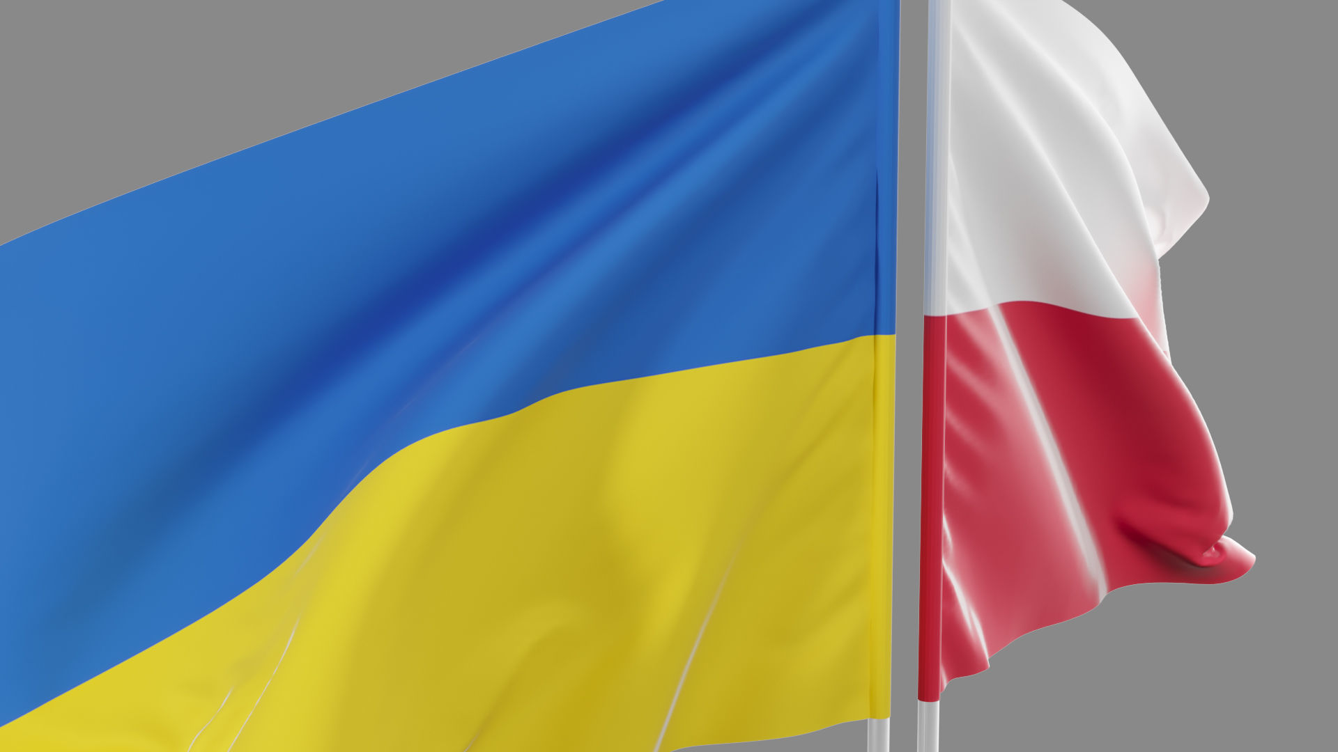 Flag Poland Ukraine Support 3D model_6