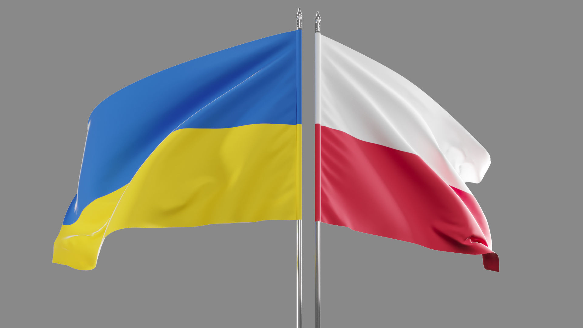 Flag Poland Ukraine Support 3D model_2