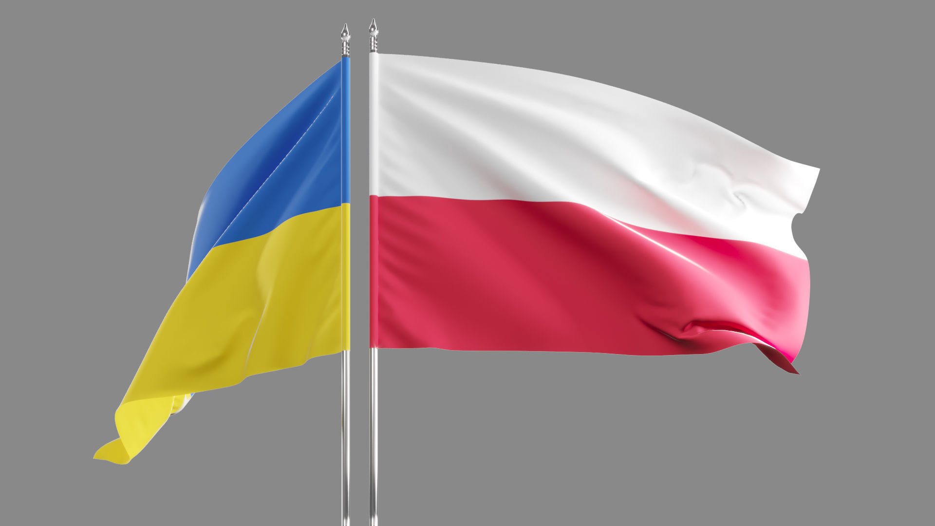 Flag Poland Ukraine Support 3D model_4