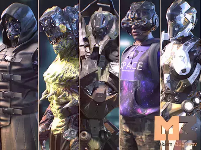 Sci-Fi Characters  Pack Vol 2 Low-poly 3D model