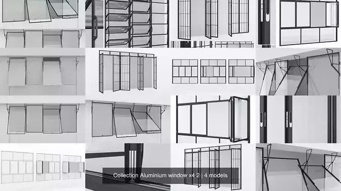 Collection Aluminium window x4 2