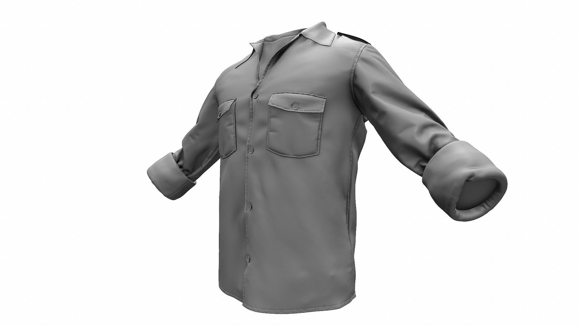 Military Shirt High Poly 3D model_8