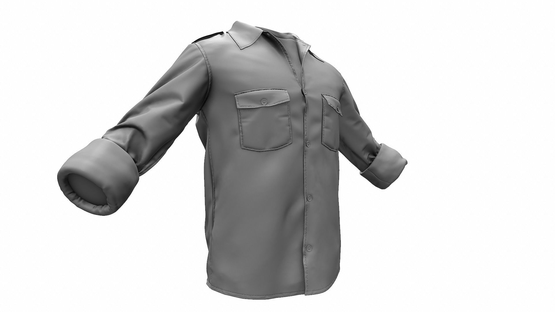 Military Shirt High Poly 3D model_2