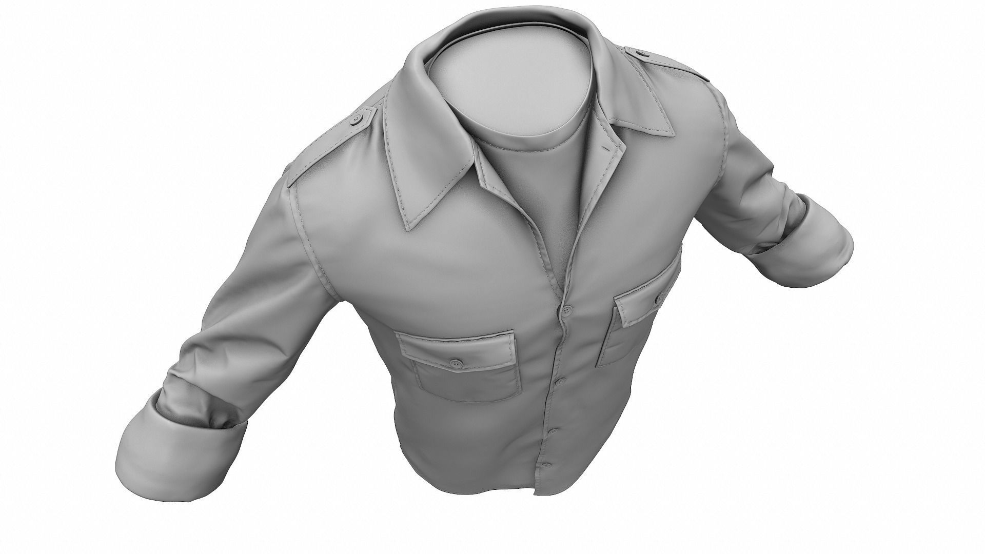 Military Shirt High Poly 3D model_10