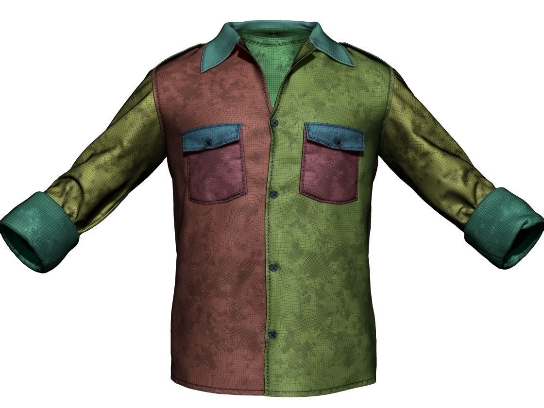 Military Shirt High Poly 3D model_11
