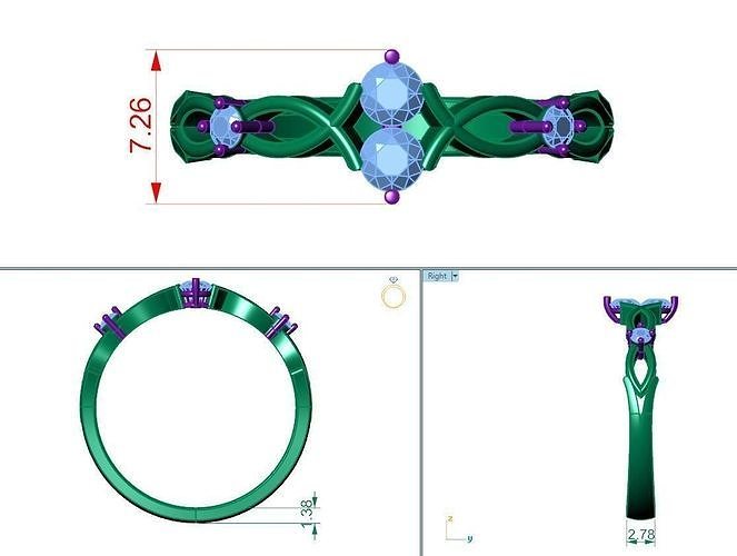 rings ring with stones 3D print model