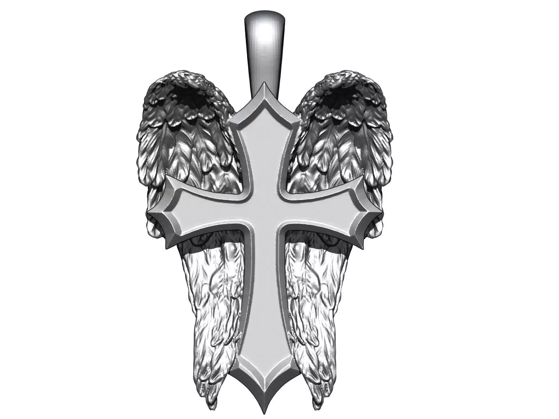 High detailed pendant Cross With Wings 3D print model_0