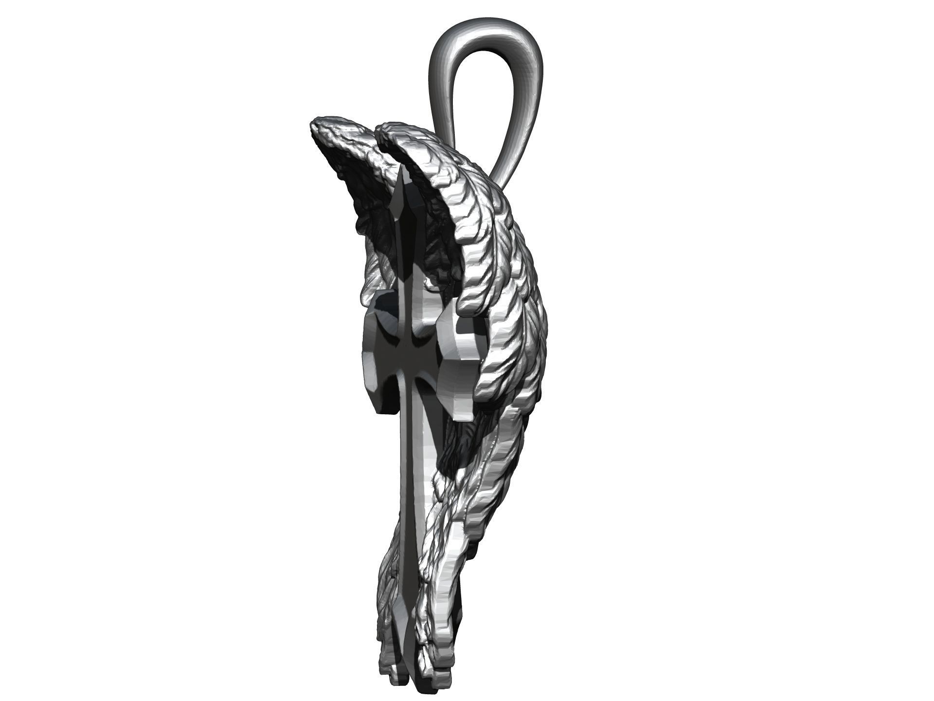 High detailed pendant Cross With Wings 3D print model_2