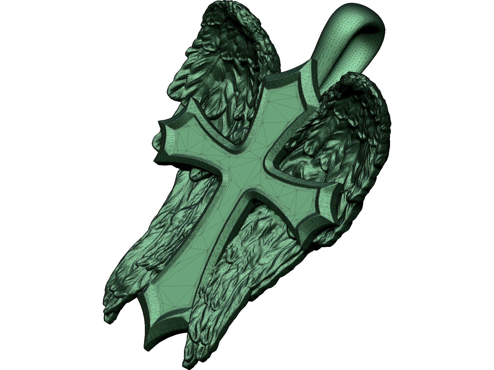 High detailed pendant Cross With Wings 3D print model_6