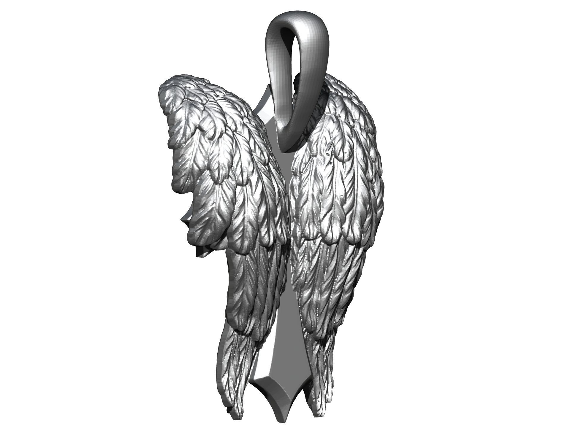 High detailed pendant Cross With Wings 3D print model_3