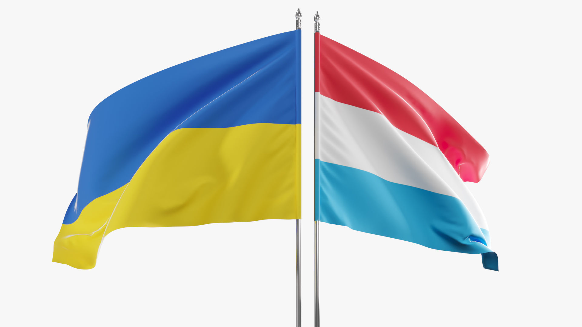 Flag Luxembour Ukraine Support 3D model_1