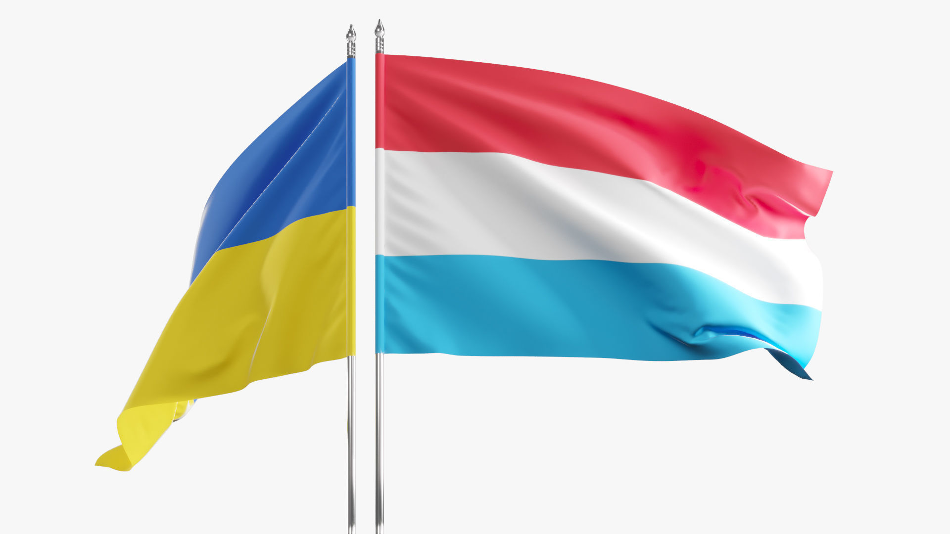 Flag Luxembour Ukraine Support 3D model_5