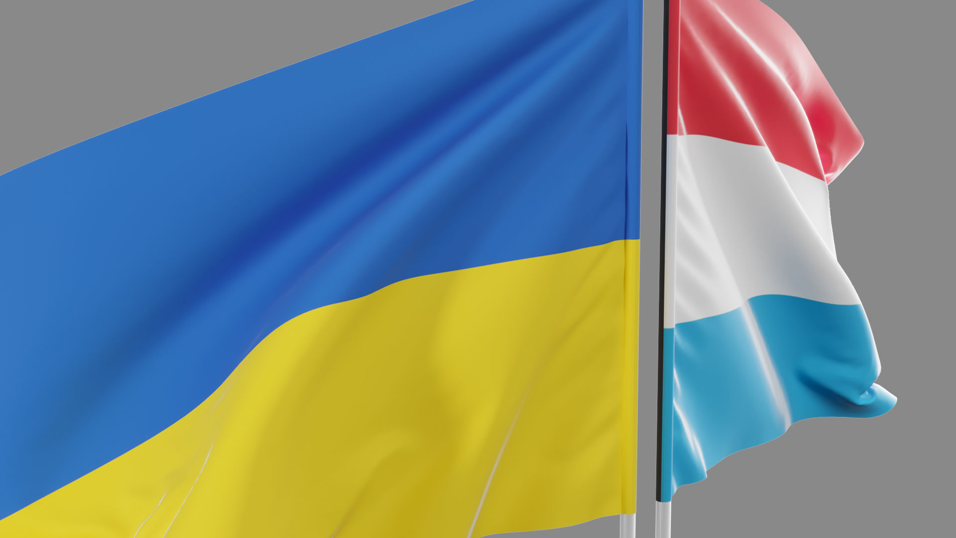 Flag Luxembour Ukraine Support 3D model_8