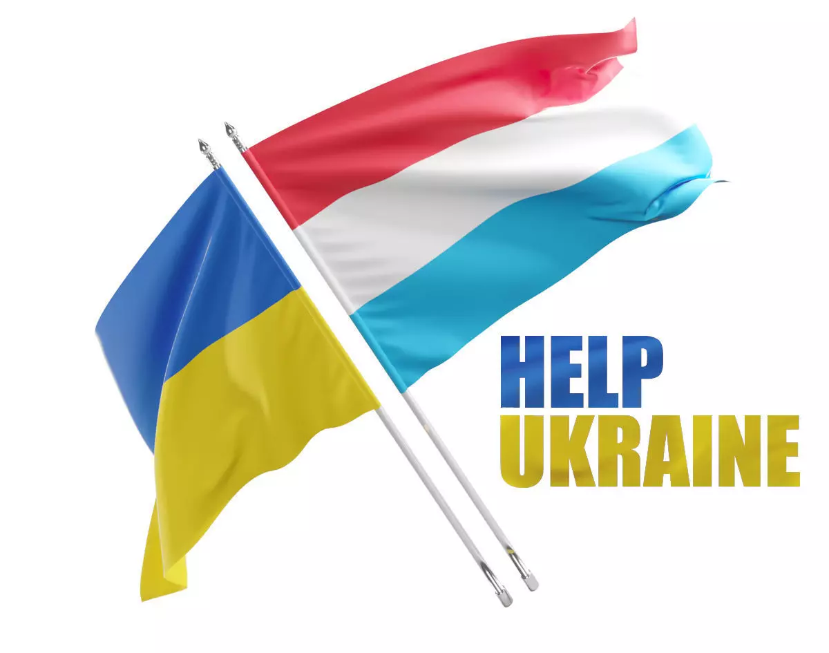Flag Luxembour Ukraine Support 3D model_0