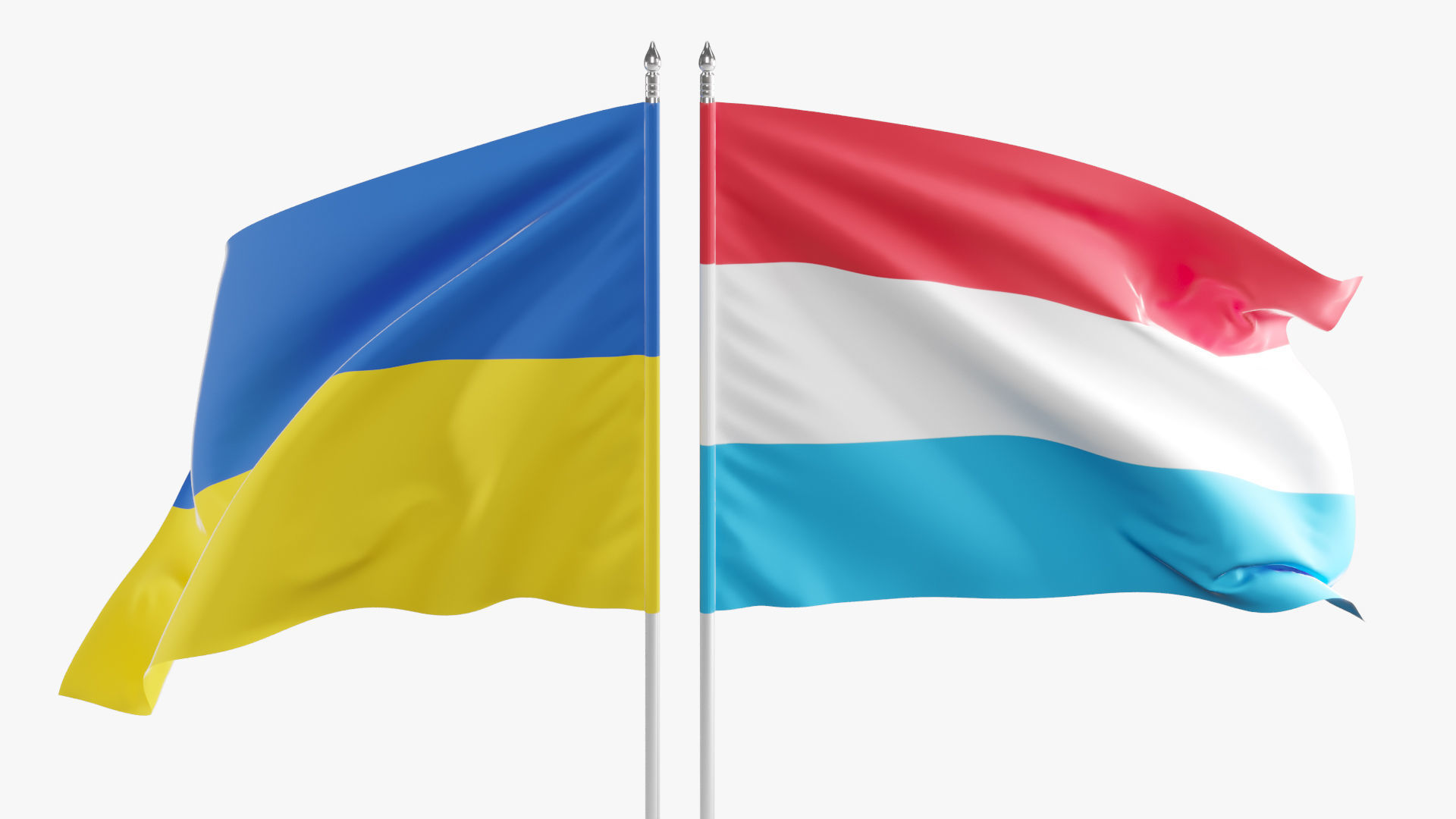 Flag Luxembour Ukraine Support 3D model_7