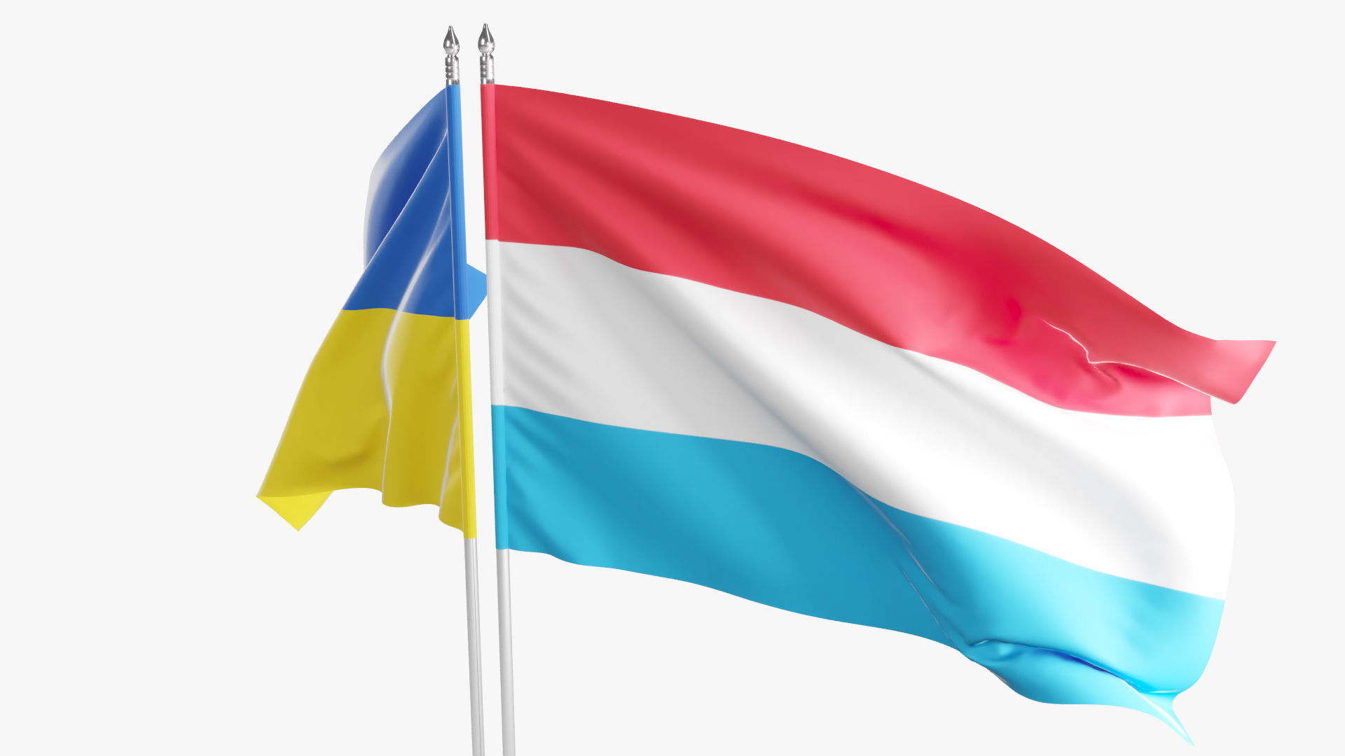 Flag Luxembour Ukraine Support 3D model_3
