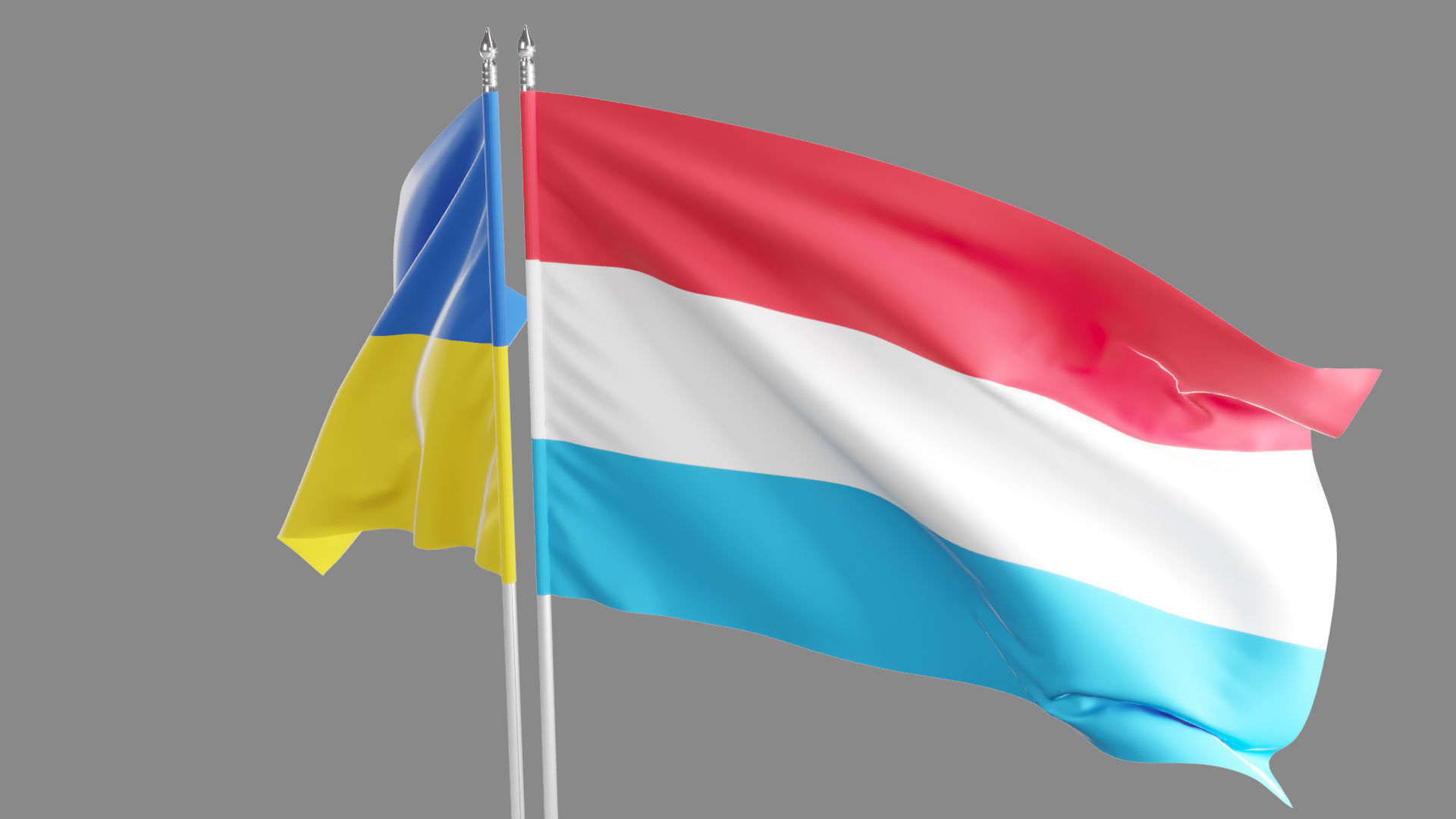 Flag Luxembour Ukraine Support 3D model_10