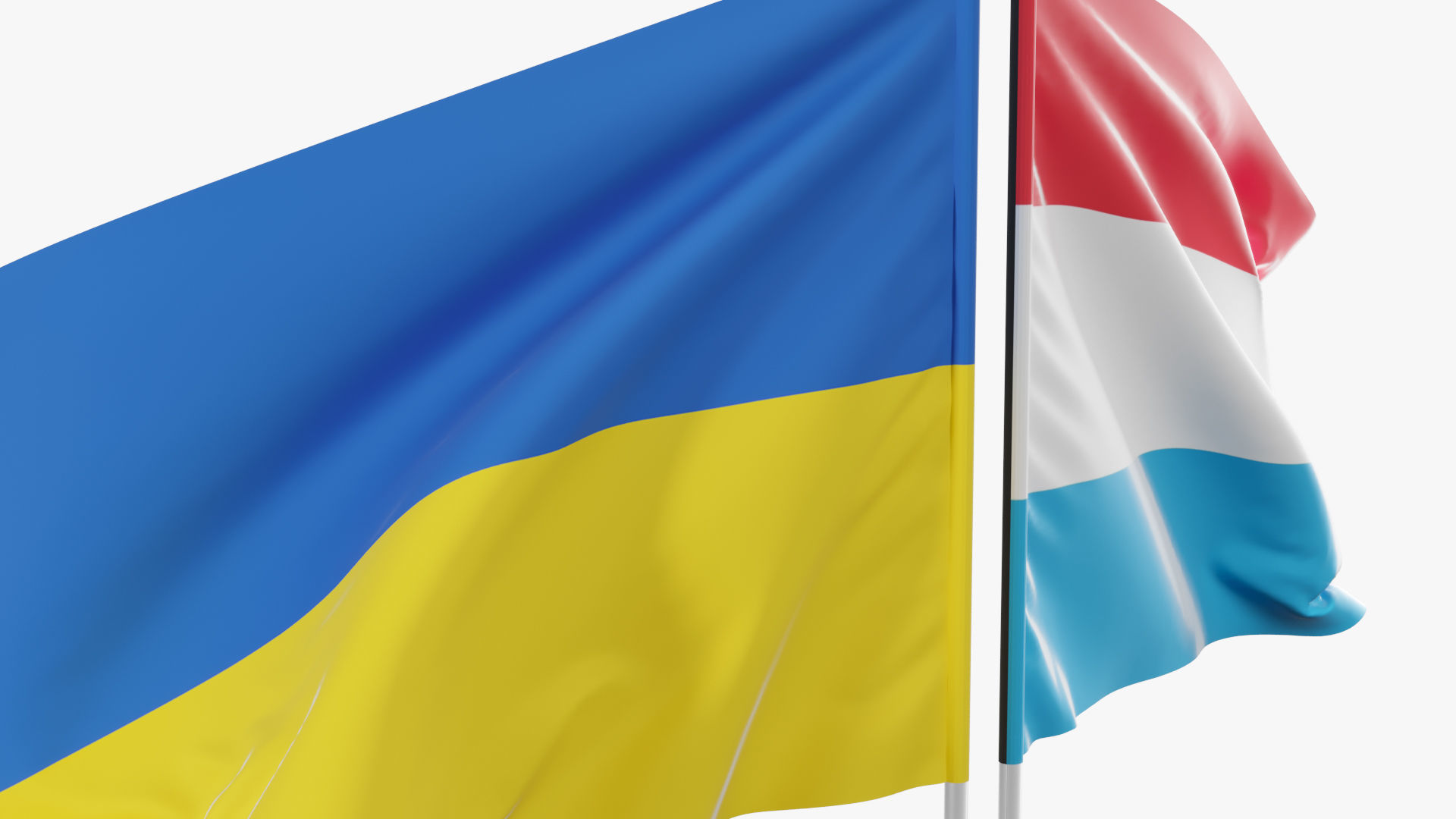 Flag Luxembour Ukraine Support 3D model_9