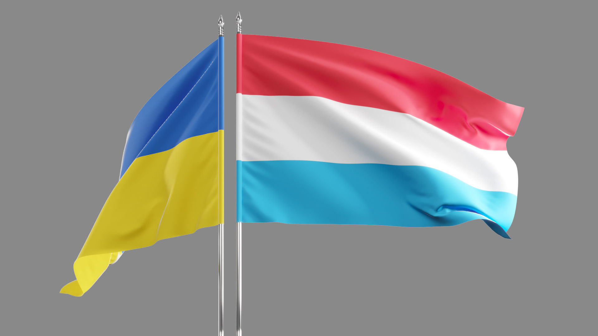 Flag Luxembour Ukraine Support 3D model_4