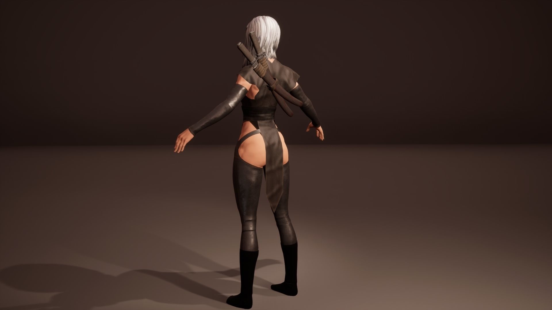 Shinobi assassin girl Low-poly 3D model_16