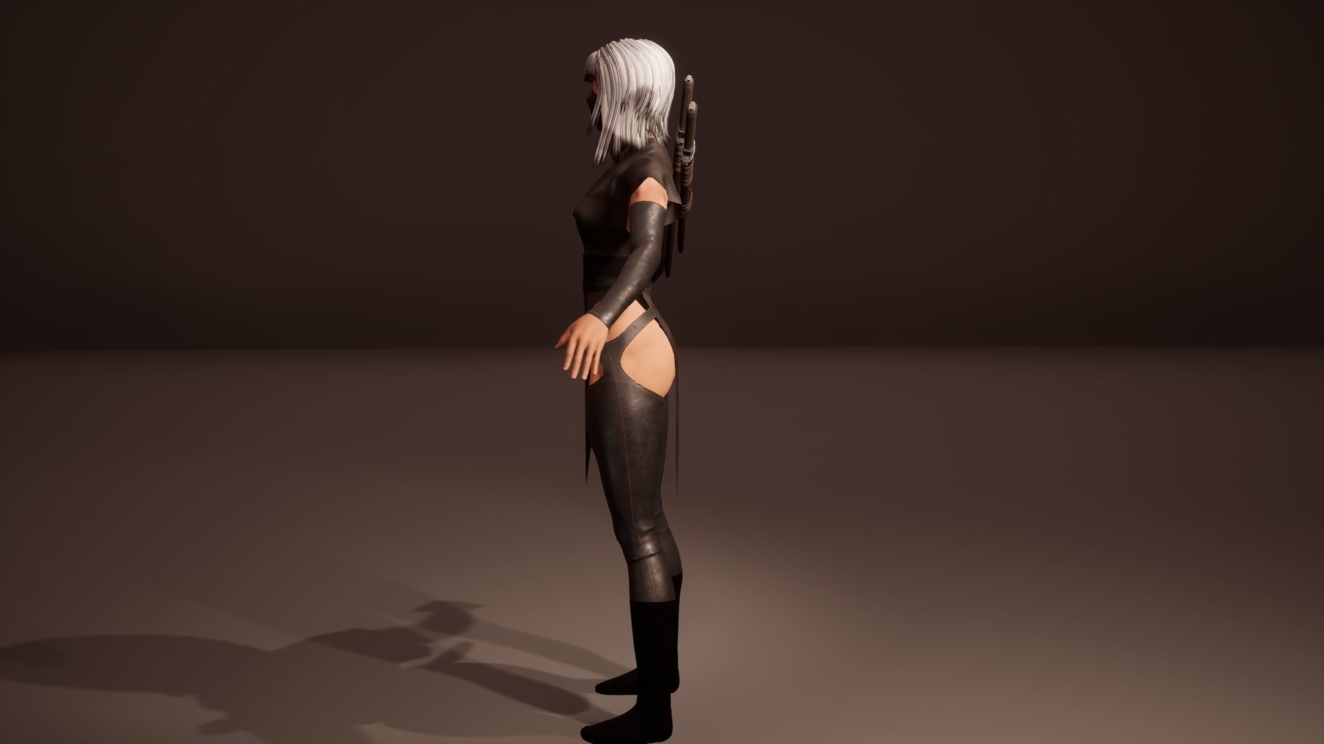 Shinobi assassin girl Low-poly 3D model_15