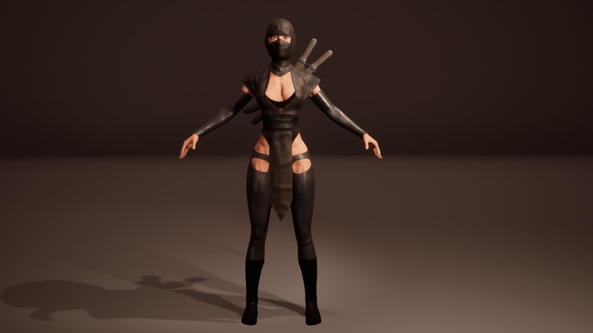 Shinobi assassin girl Low-poly 3D model_18