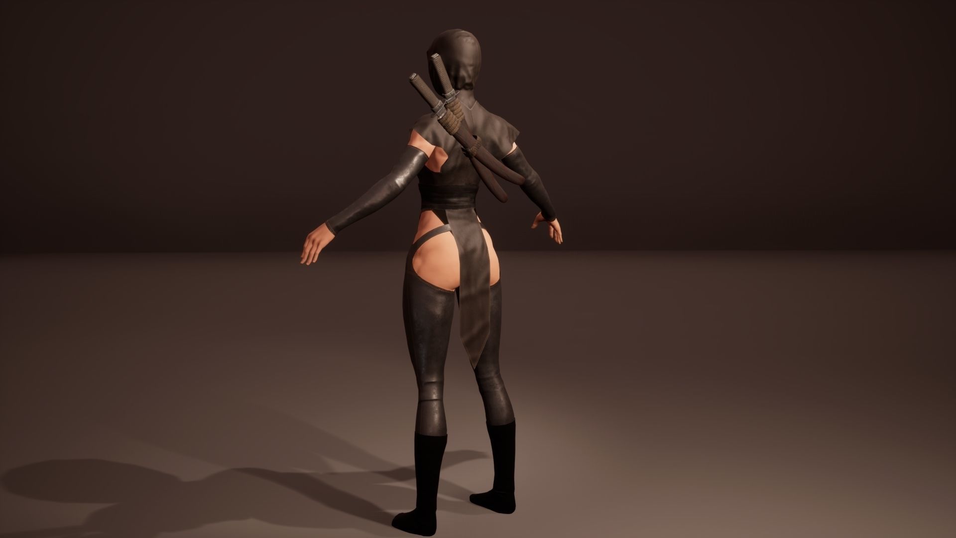 Shinobi assassin girl Low-poly 3D model_21