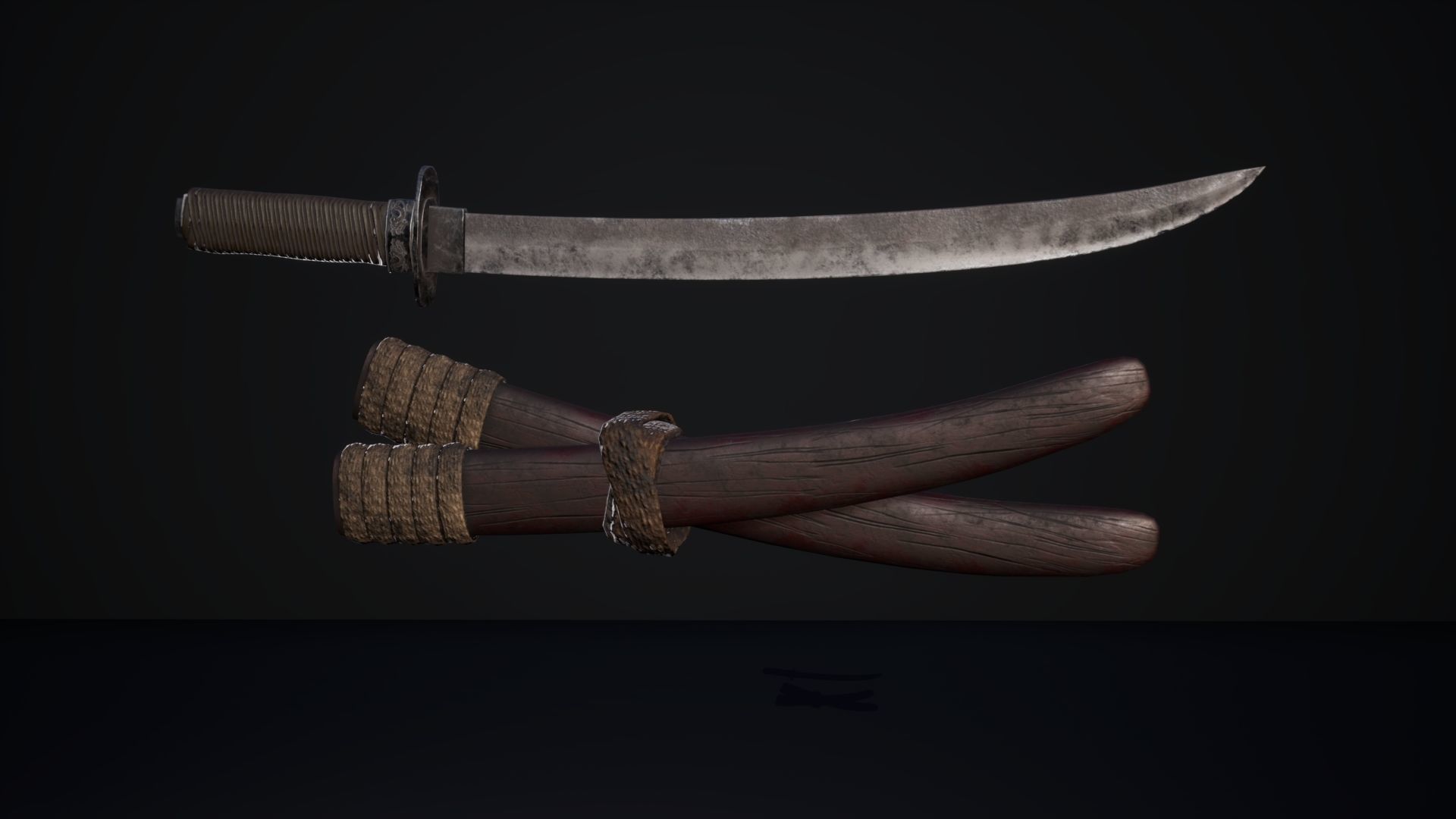 Shinobi assassin girl Low-poly 3D model_10