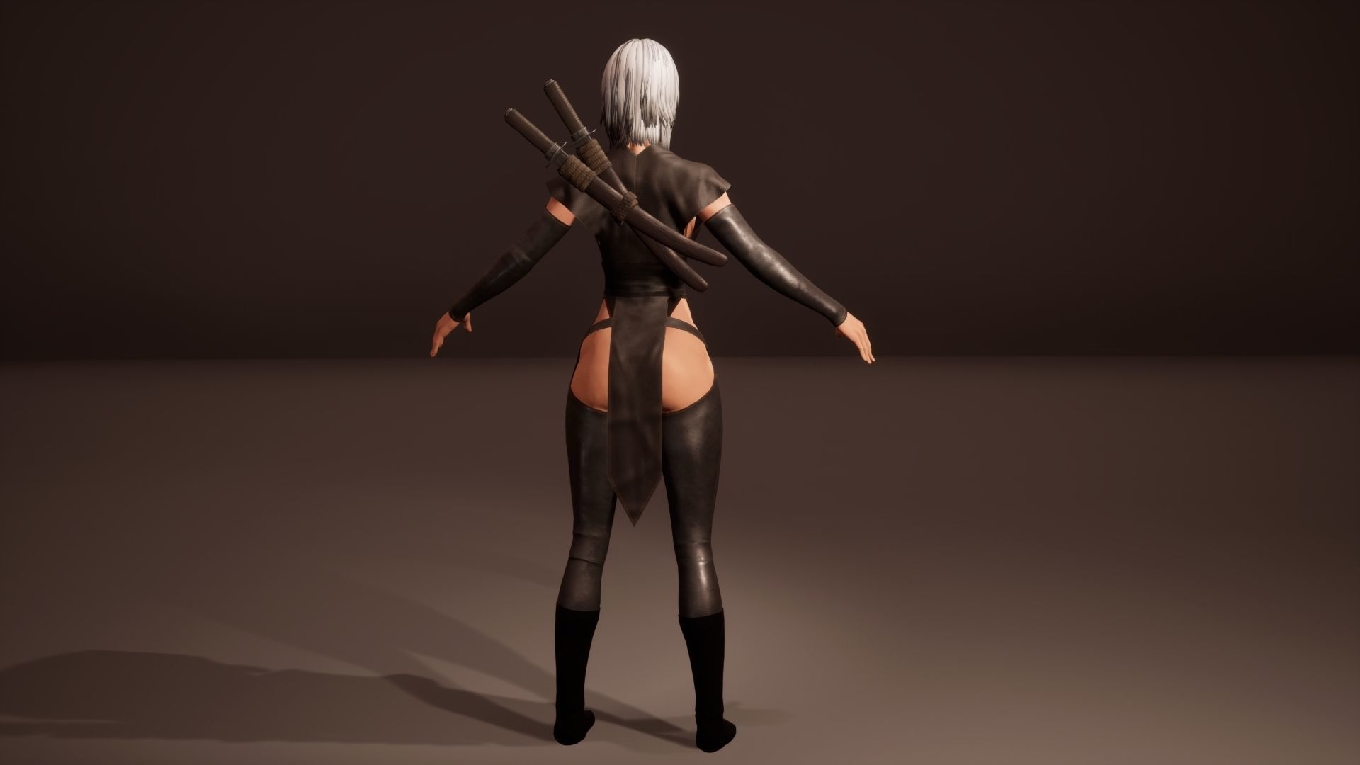 Shinobi assassin girl Low-poly 3D model_17
